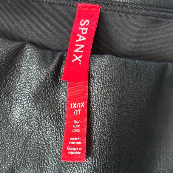 Spanx Faux Leather Split Leg Pants Sz 1X Black Going Out Baddie Plus Size - Picture 2 of 7